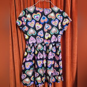 Groovy Heart Pattern Babydoll Dress